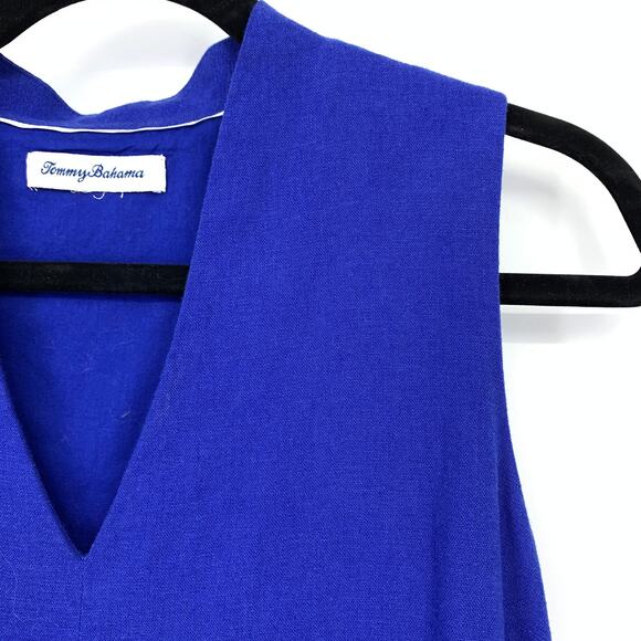 Tommy Bahama V-Neck Sleeveless Linen Dress Womens Apx Sz Medium Blue - Picture 3 of 6